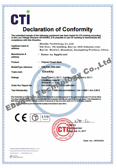 La CINA Ebuddy Technology Co.,Limited Certificazioni